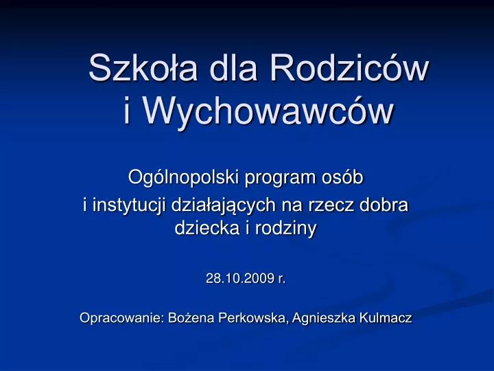 szko a dla rodzic w i wychowawc w