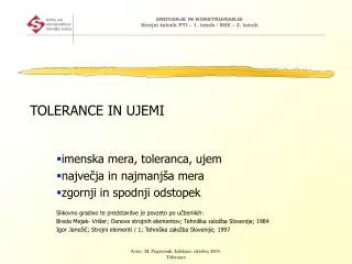 TOLERANCE IN UJEMI