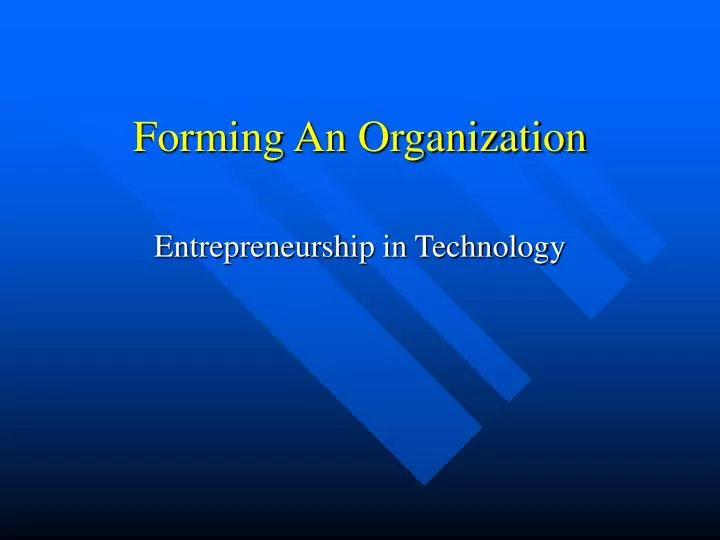 forming an organization