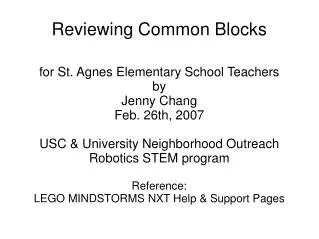 Reviewing Common Blocks