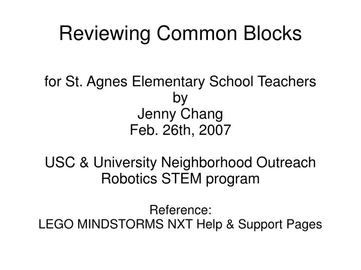reviewing common blocks