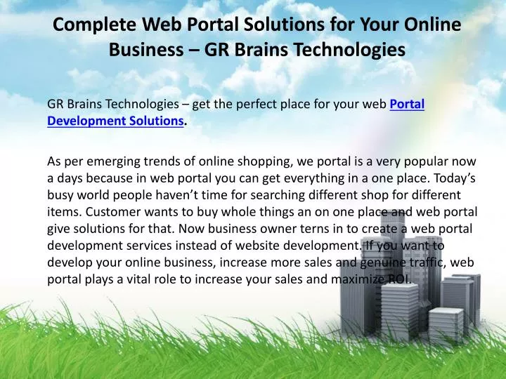 complete web portal solutions for your online business gr brains technologies