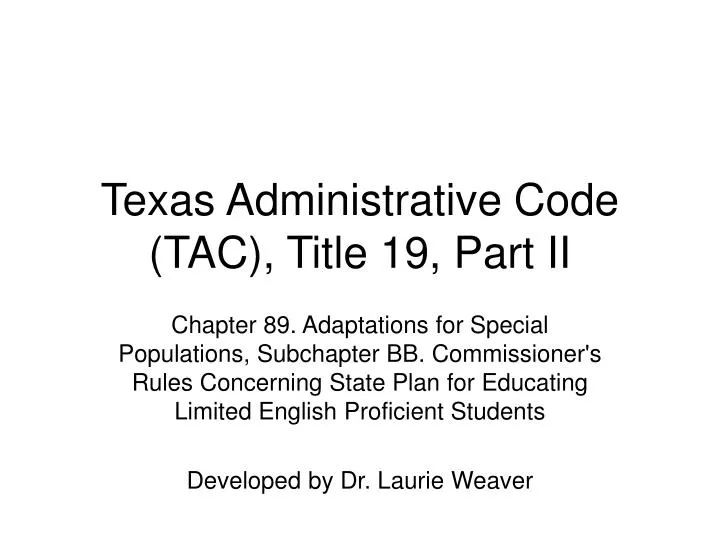 texas administrative code tac title 19 part ii