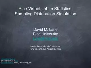Rice Virtual Lab in Statistics: Sampling Distribution Simulation