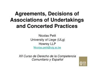 Agreements, Decisions of Associations of Undertakings and Concerted Practices
