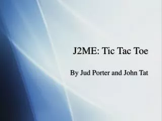 J2ME: Tic Tac Toe