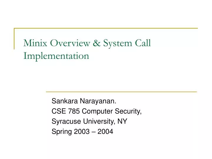 minix overview system call implementation