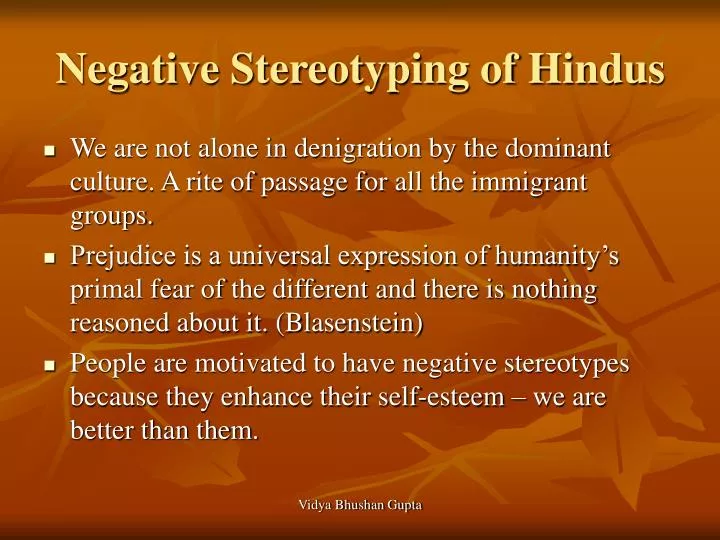negative stereotyping of hindus