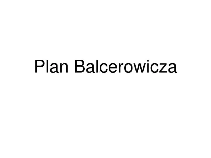 plan balcerowicza