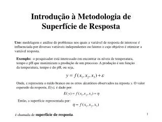 Introdução à Metodologia de Superfície de Resposta