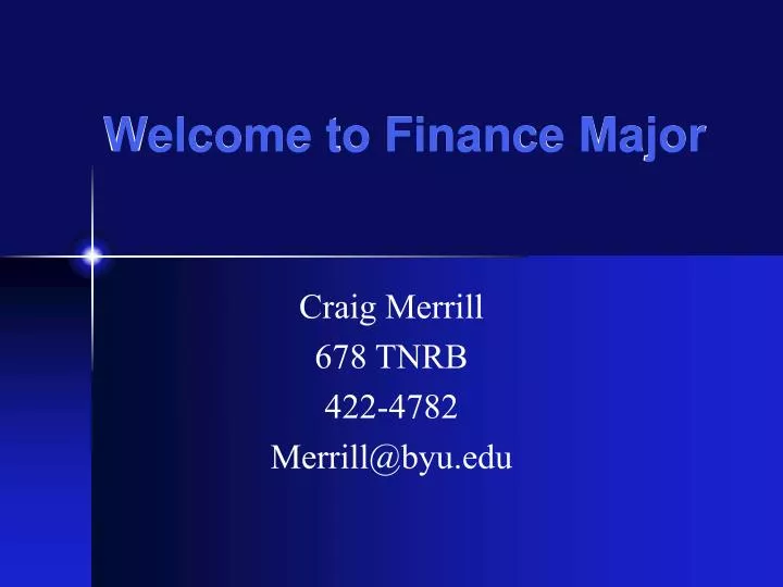welcome to finance major