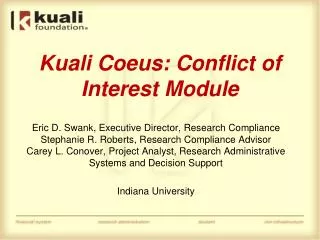 Kuali Coeus: Conflict of Interest Module