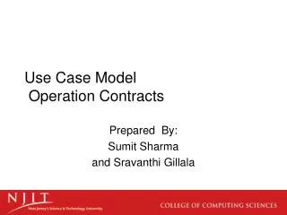 Use Case Model Operation Contracts