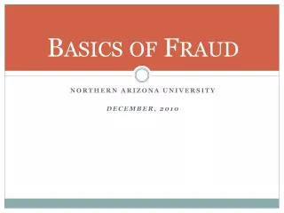 Basics of Fraud