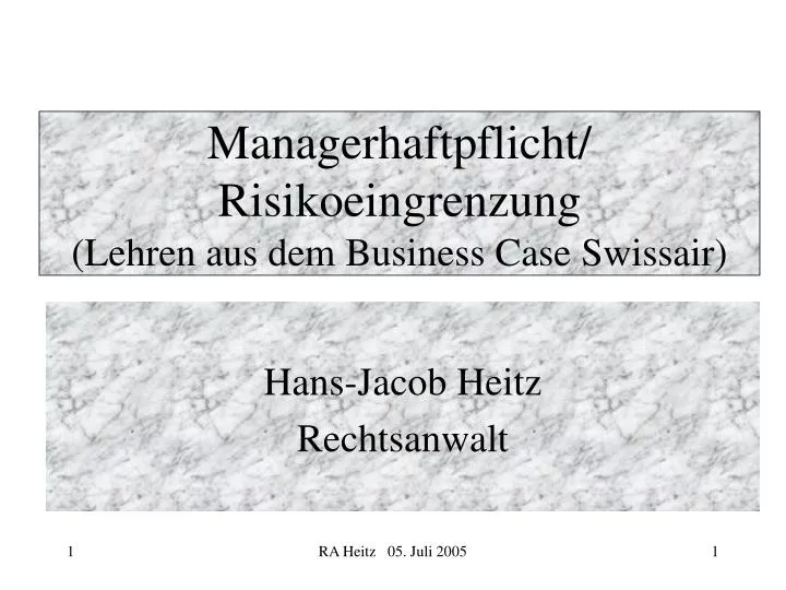 managerhaftpflicht risikoeingrenzung lehren aus dem business case swissair