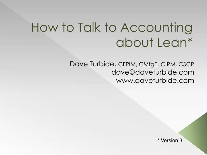 how to talk to accounting about lean