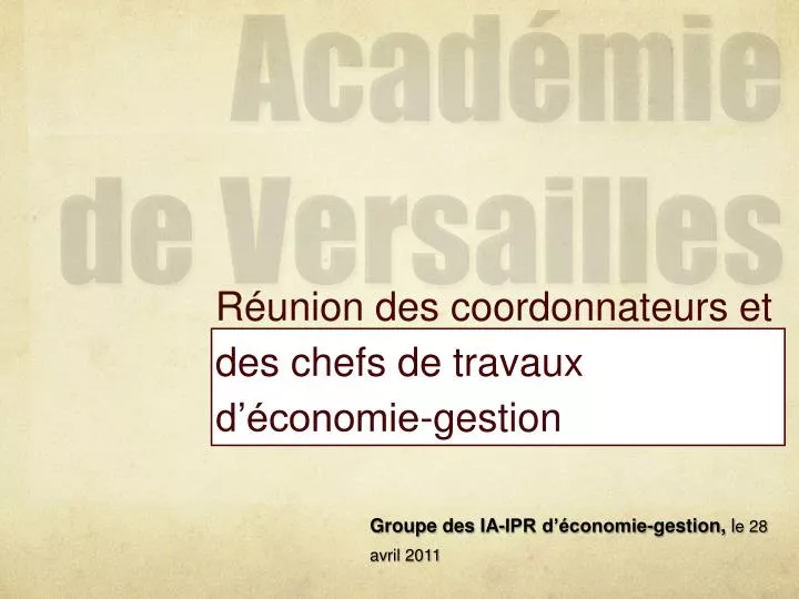 r union des coordonnateurs et des chefs de travaux d conomie gestion