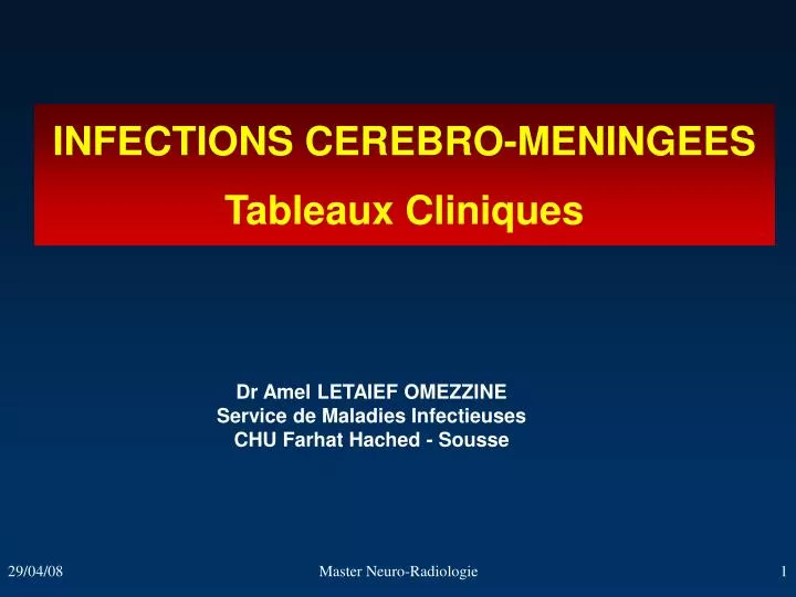 infections cerebro meningees tableaux cliniques