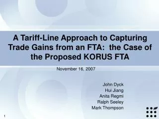 A Tariff-Line Approach to Capturing Trade Gains from an FTA: the Case of the Proposed KORUS FTA
