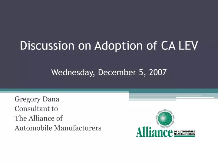 discussion on adoption of ca lev wednesday december 5 2007