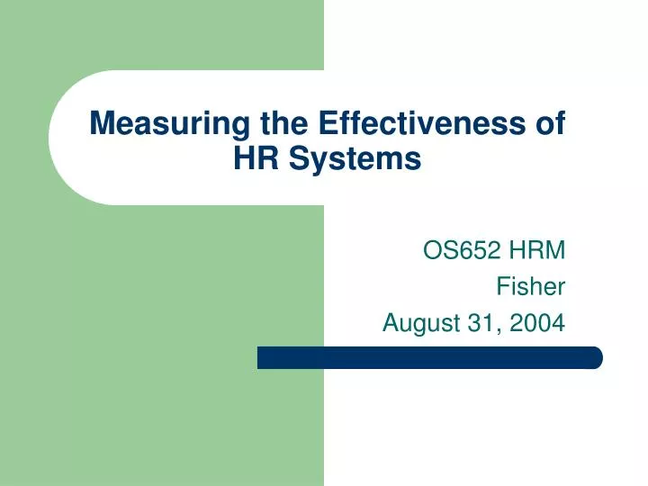 measuring the effectiveness of hr systems
