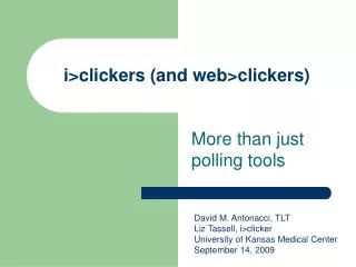i&gt;clickers (and web&gt;clickers)