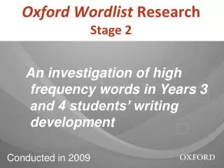 Oxford Wordlist Research Stage 2