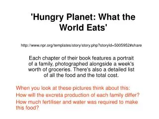'Hungry Planet: What the World Eats'