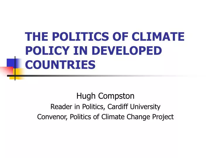 the politics of climate policy in developed countries