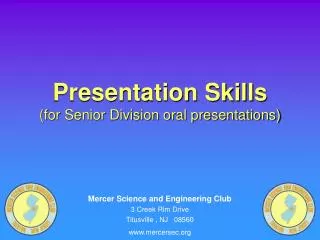 Presentation Skills (for Senior Division oral presentations)