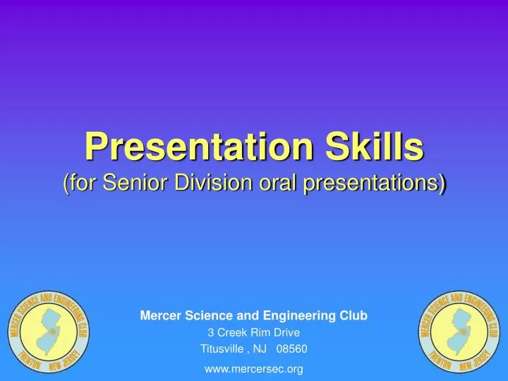 presentation skills for senior division oral presentations