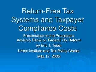 Return-Free Tax Systems and Taxpayer Compliance Costs