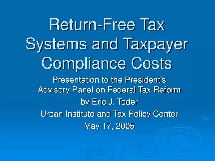 return free tax systems and taxpayer compliance costs