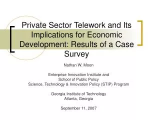 Private Sector Telework and Its Implications for Economic Development: Results of a Case Survey