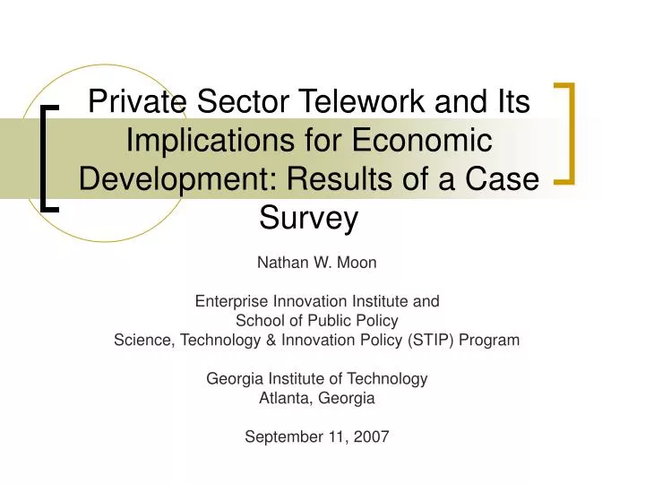 private sector telework and its implications for economic development results of a case survey