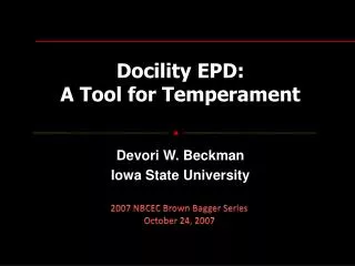 Docility EPD: A Tool for Temperament