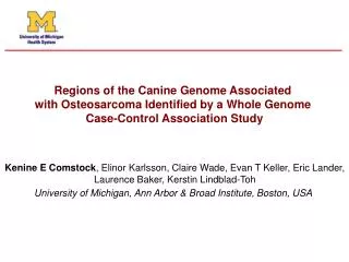 Regions of the Canine Genome Associated with Osteosarcoma Identified by a Whole Genome Case-Control Association Study