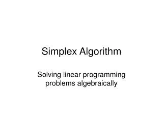 Simplex Algorithm