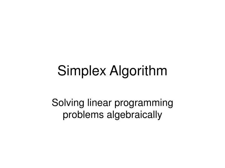 simplex algorithm