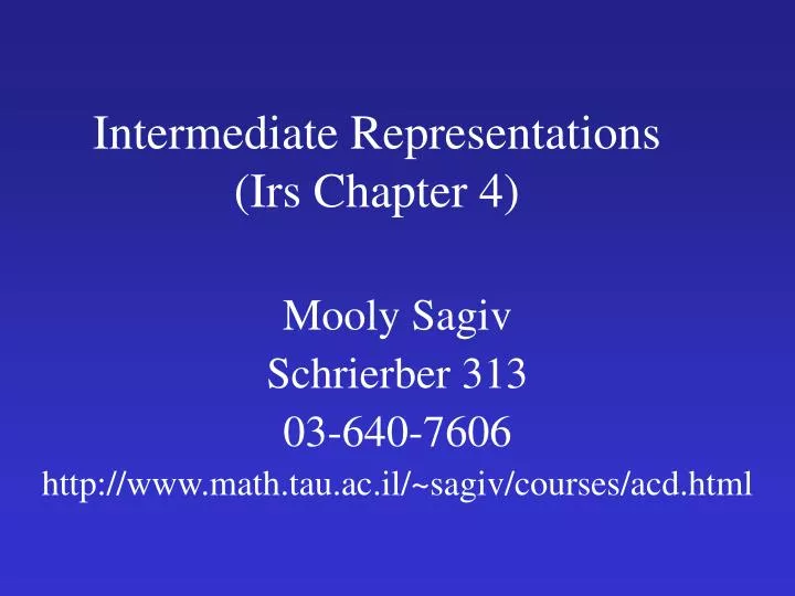 intermediate representations irs chapter 4