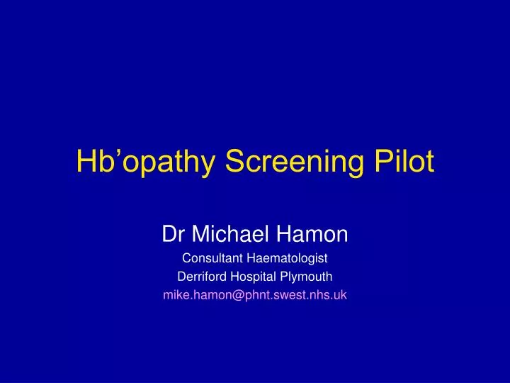 hb opathy screening pilot