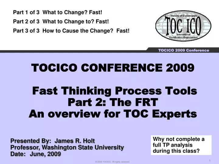 tocico conference 2009 fast thinking process tools part 2 the frt an overview for toc experts