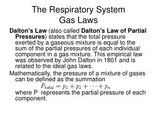 The Respiratory System Gas Laws