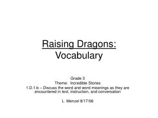 Raising Dragons: Vocabulary