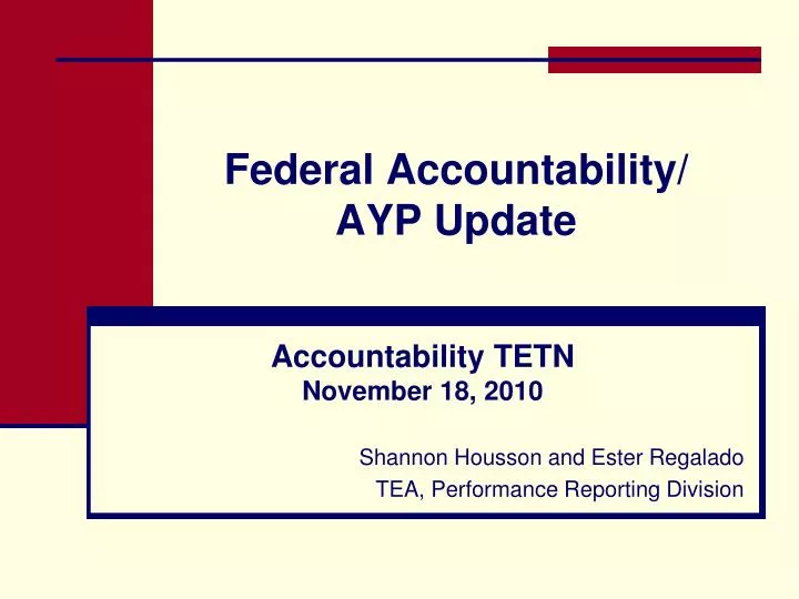 federal accountability ayp update