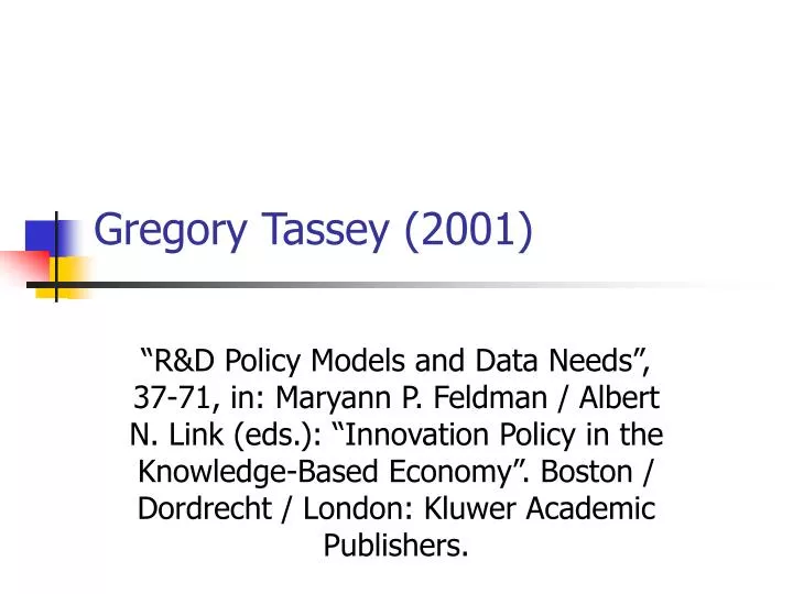 gregory tassey 2001