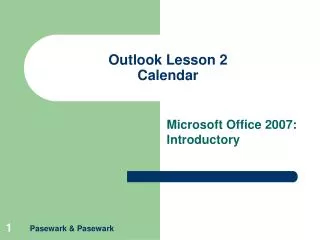 Outlook Lesson 2 Calendar