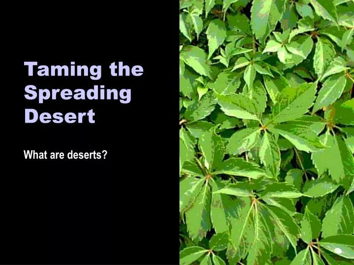 taming the spreading desert