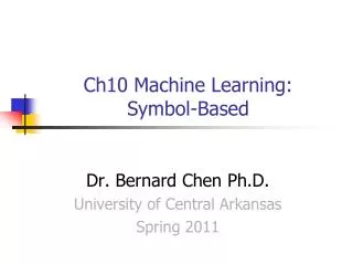 Ch10 Machine Learning: Symbol-Based