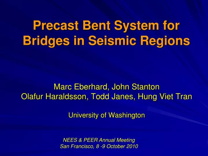 precast bent system for bridges in seismic regions